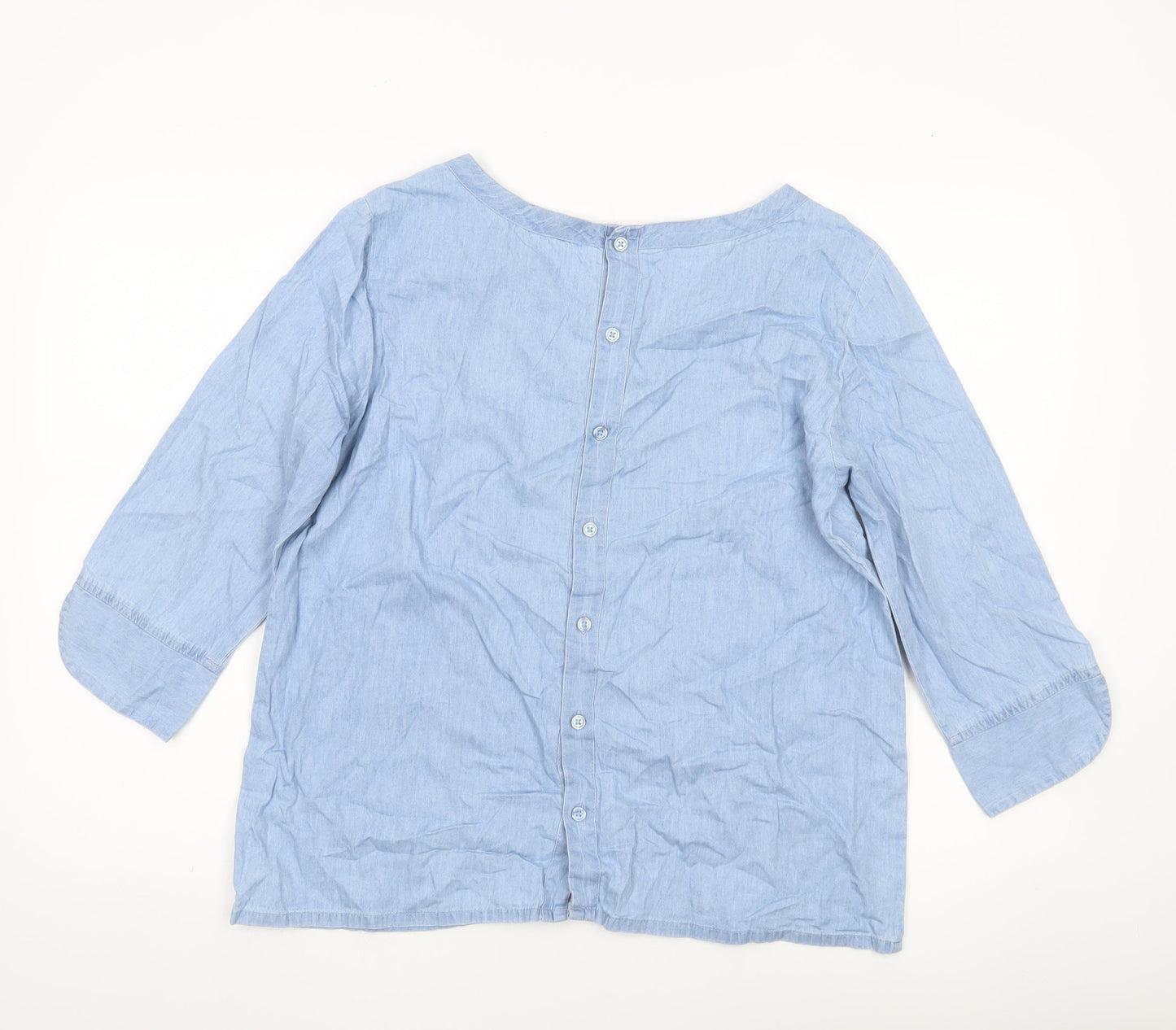 Thought Women’s Blue Cotton Blend Chambray Blouse Size 12