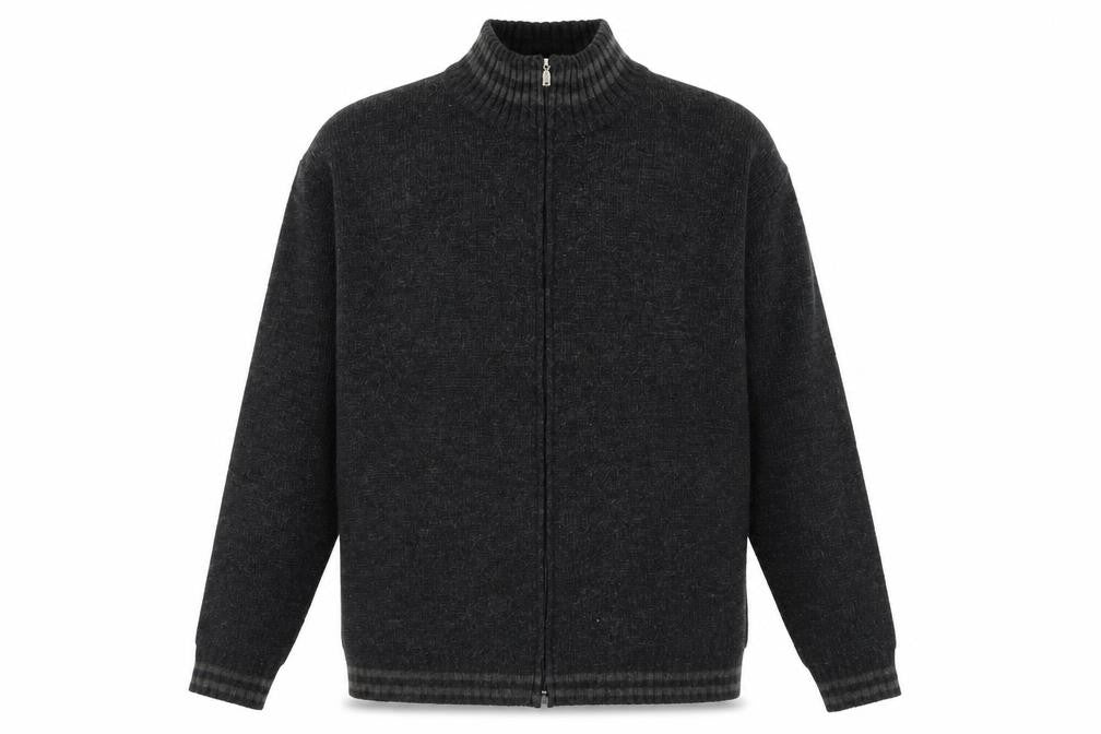 Republic Mens Black XL Full Zip Wool Blend Mock Neck Jumper