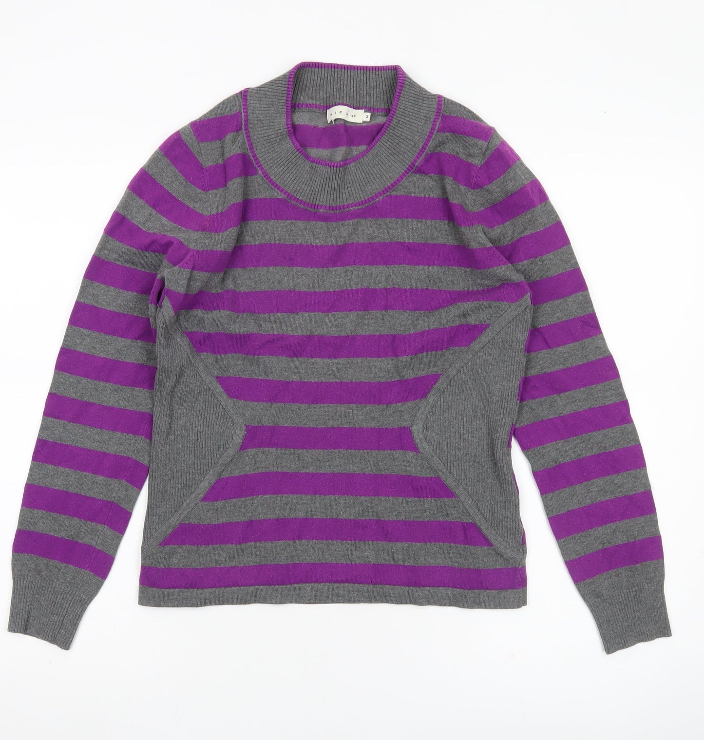Micha Women’s Grey Purple Striped Pullover Jumper M