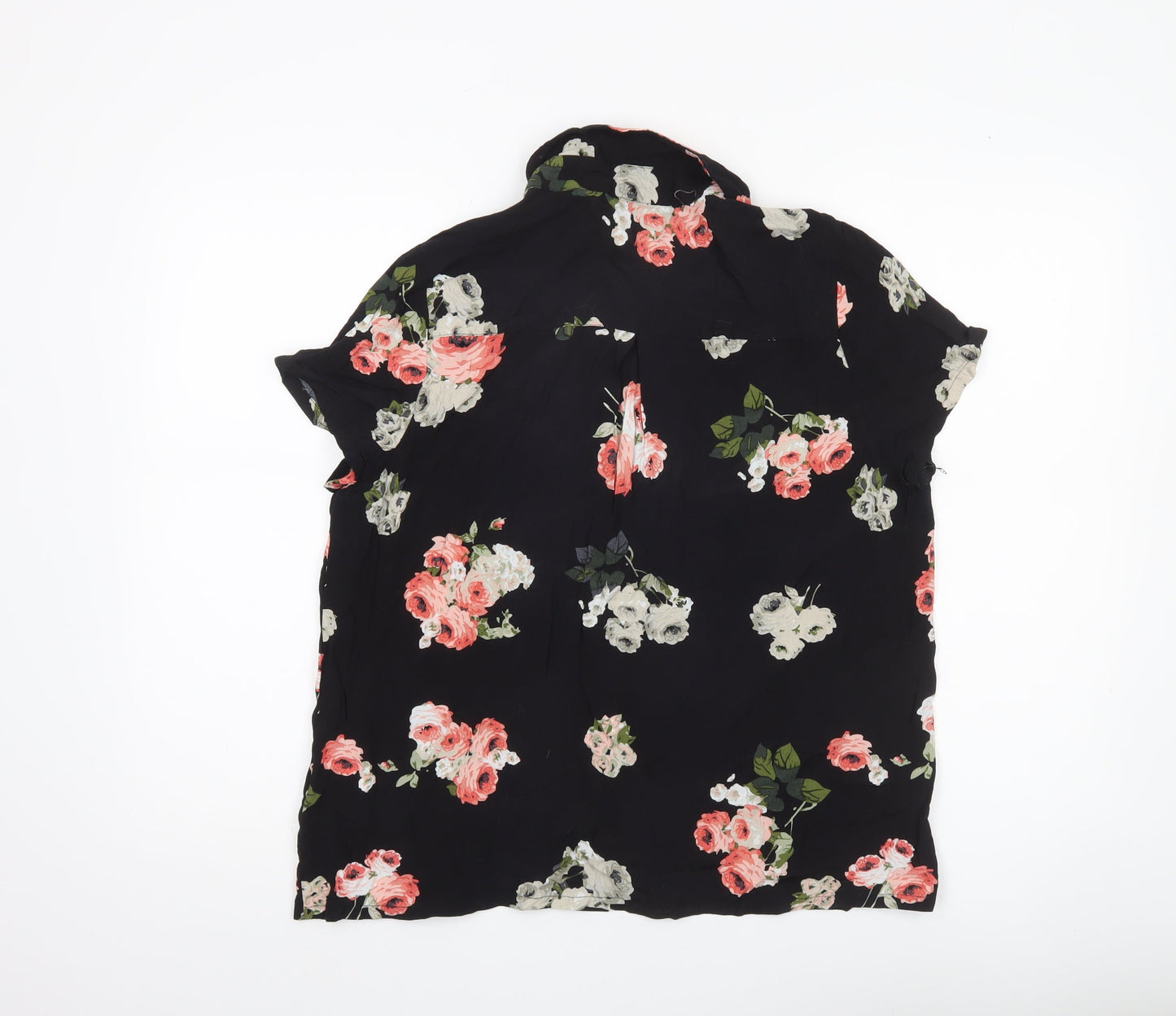 Minkpink Womens Black Floral Button-Up Shirt L Lightweight Viscose