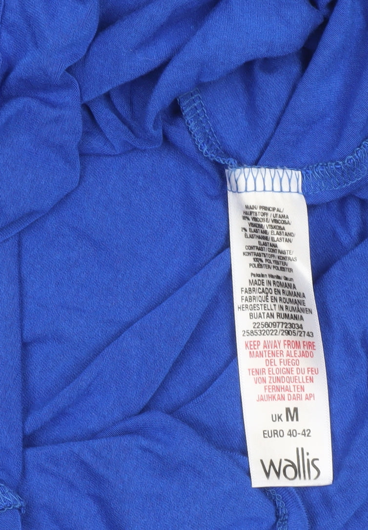 Wallis Women’s Blue Tunic Blouse M Studded 3/4 Sleeve Boat Neck
