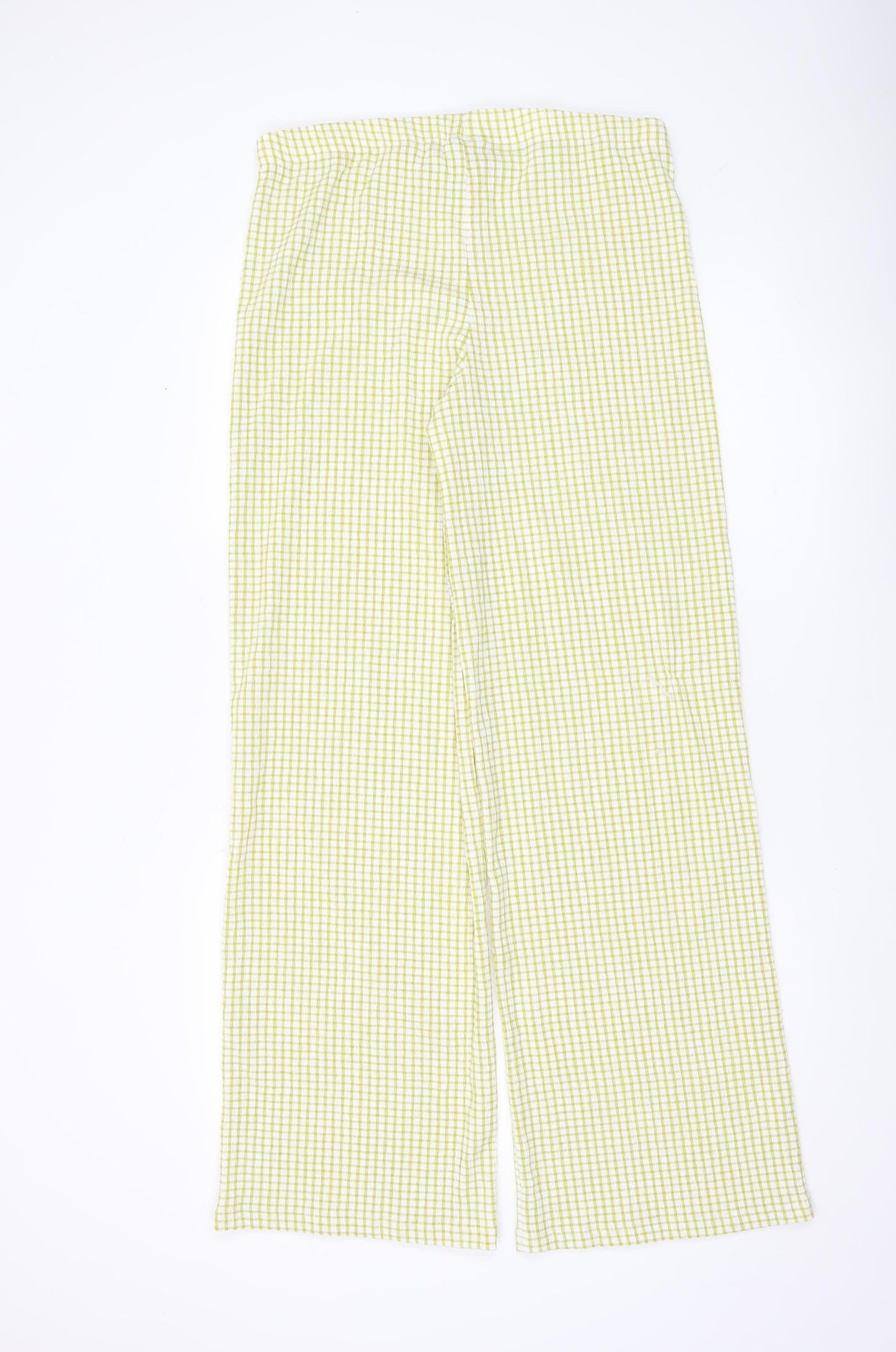 ASOS Women Green Check Wide Leg Trousers Size 12-14 Summer Casual