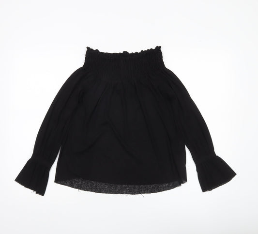 ASOS Women’s Black Off Shoulder Bell Sleeve Tunic Blouse Size 10
