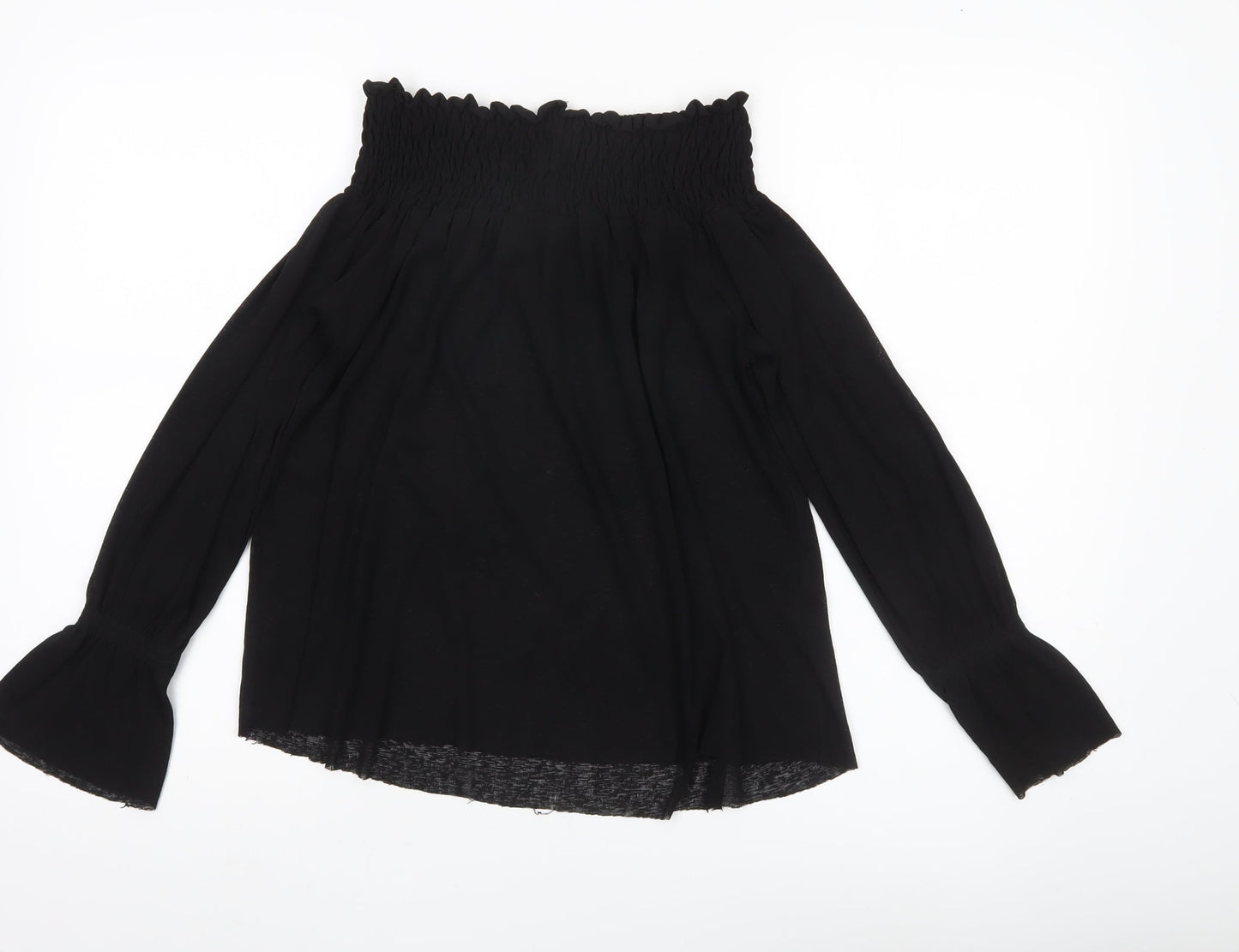 ASOS Women’s Black Off Shoulder Bell Sleeve Tunic Blouse Size 10