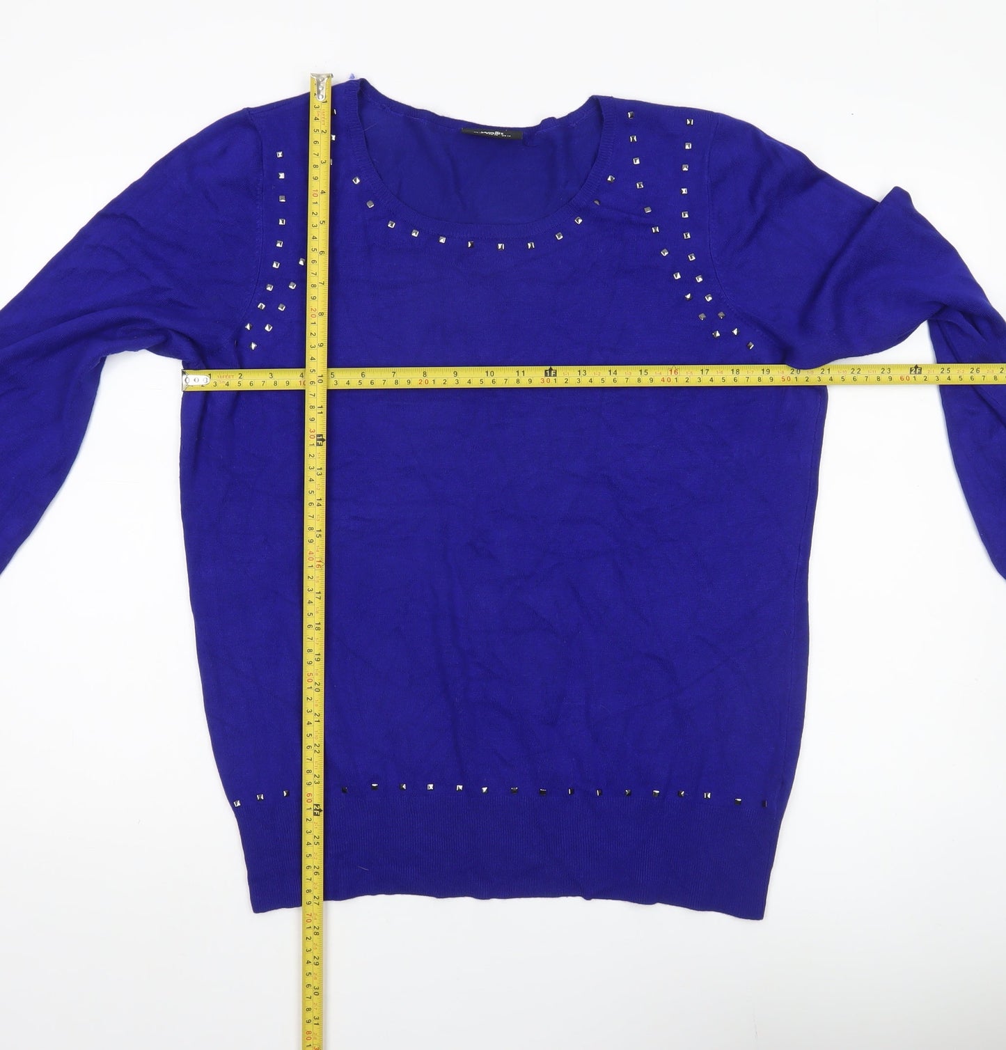 Wallis Women’s Blue Studded Crew Neck Pullover Jumper Size 18