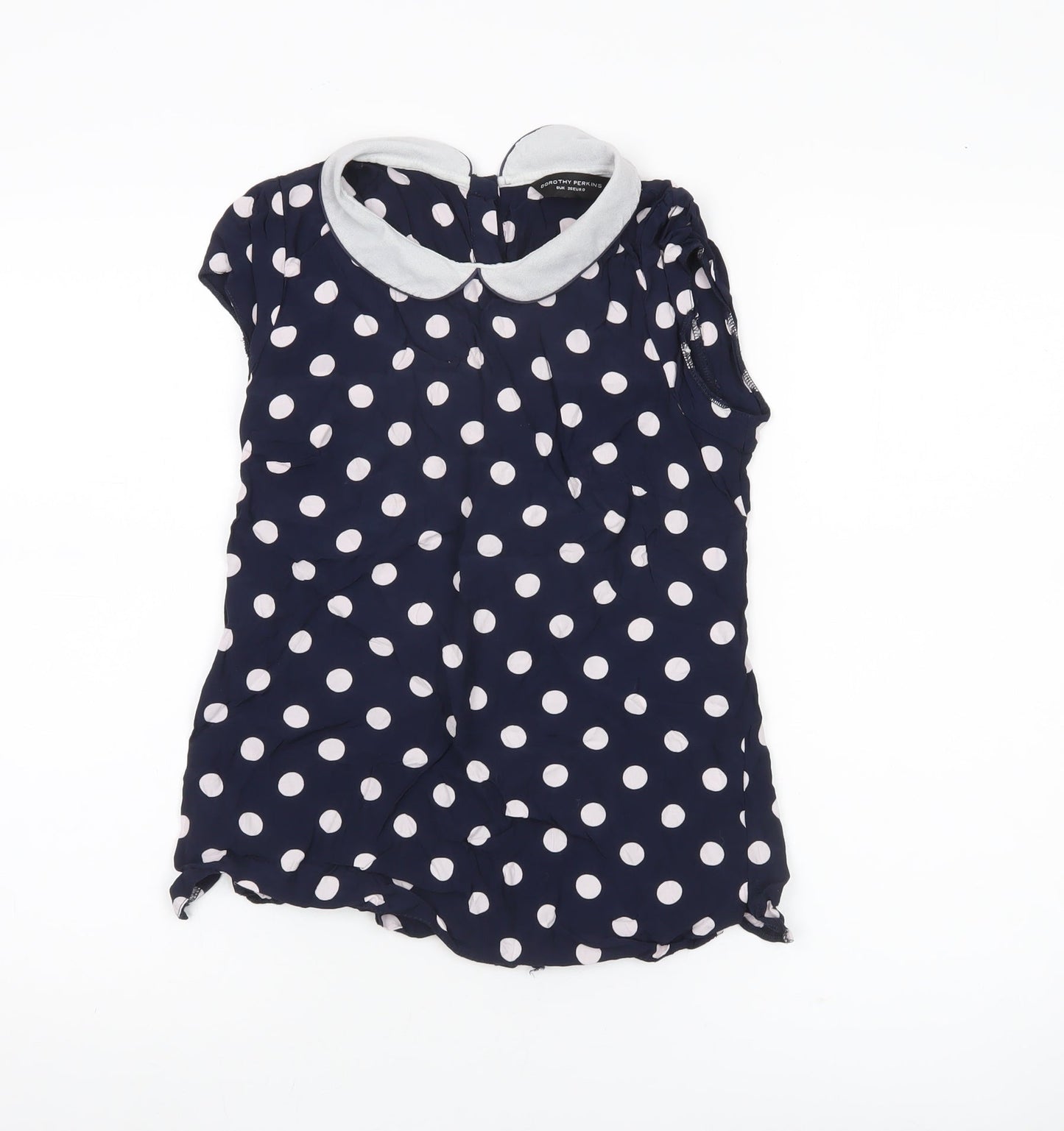 Dorothy Perkins Women’s Blue Polka Dot Collared Blouse Size 8