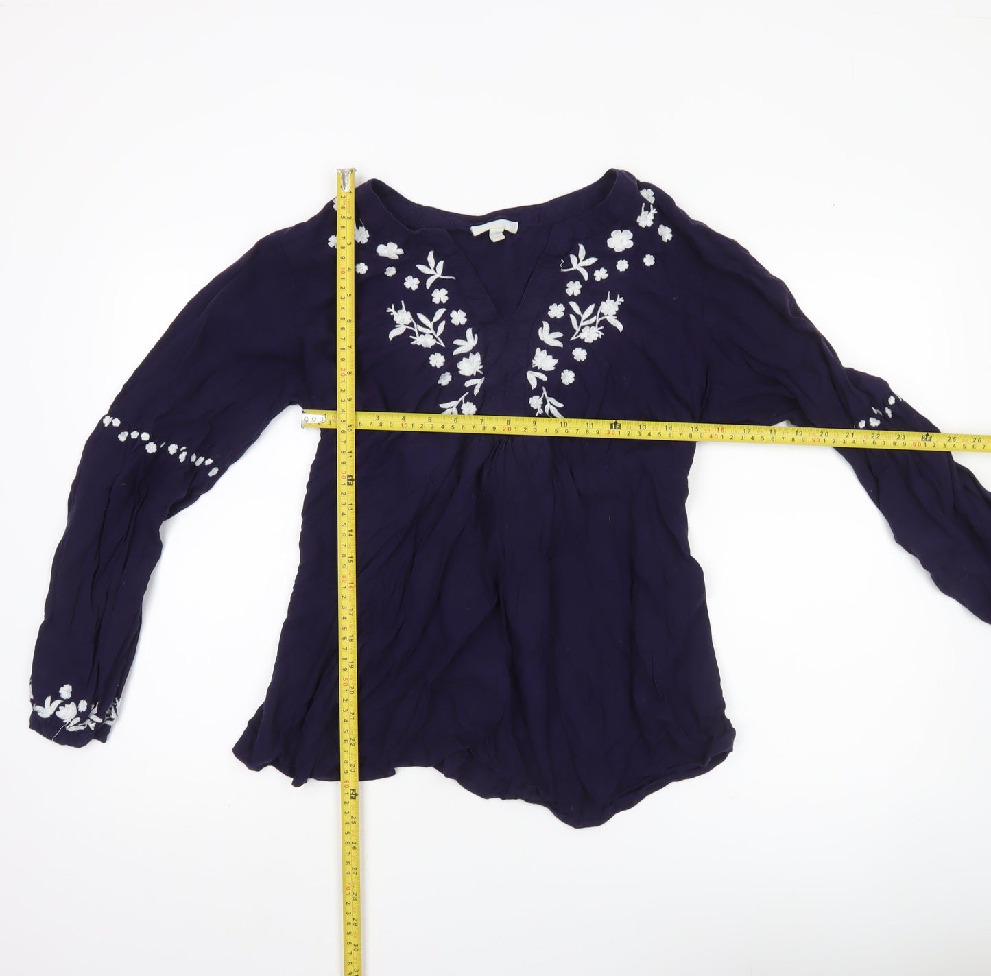 JoJo Maman Bébé Women’s Purple Floral Embroidered Tunic Blouse L