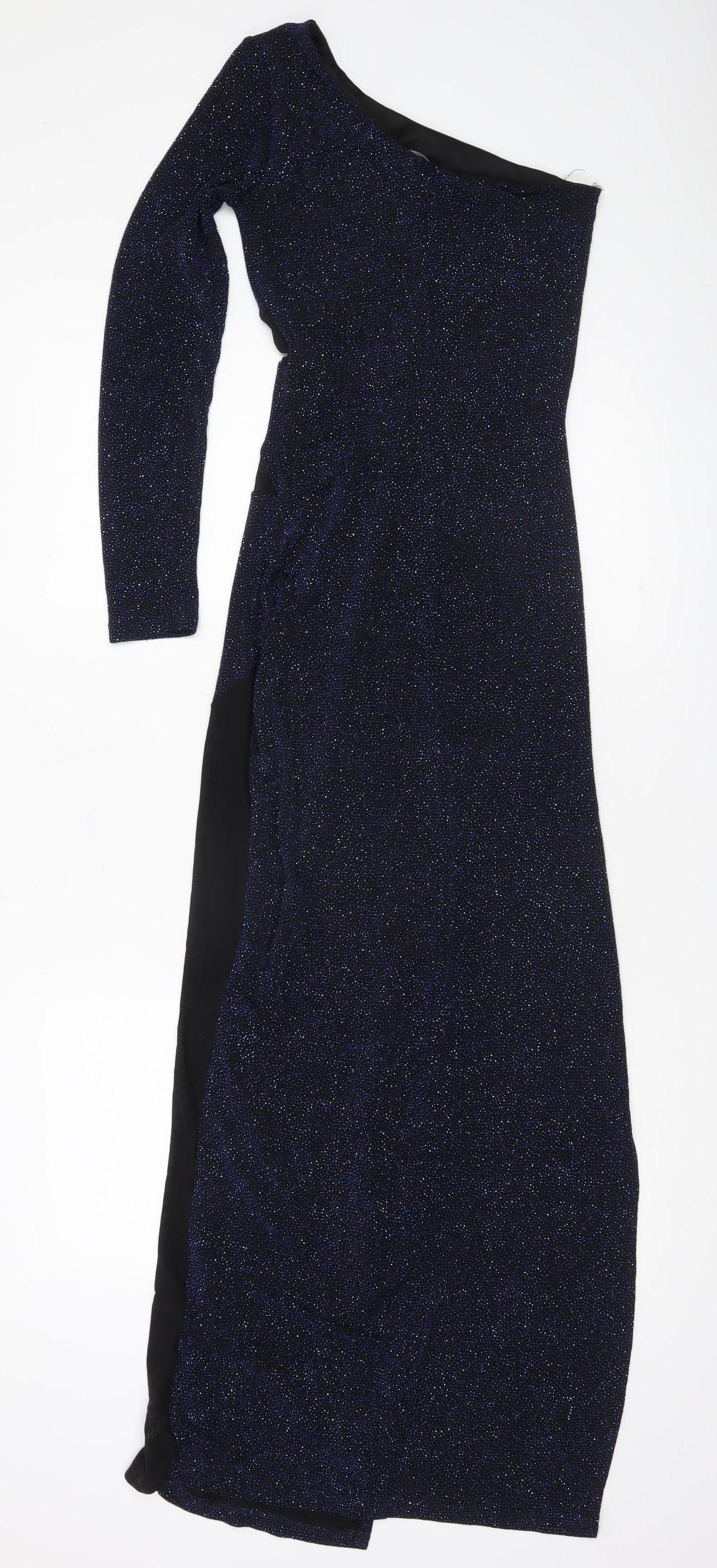ASOS Women’s Black Glitter Bodycon Long Party Dress Size 4