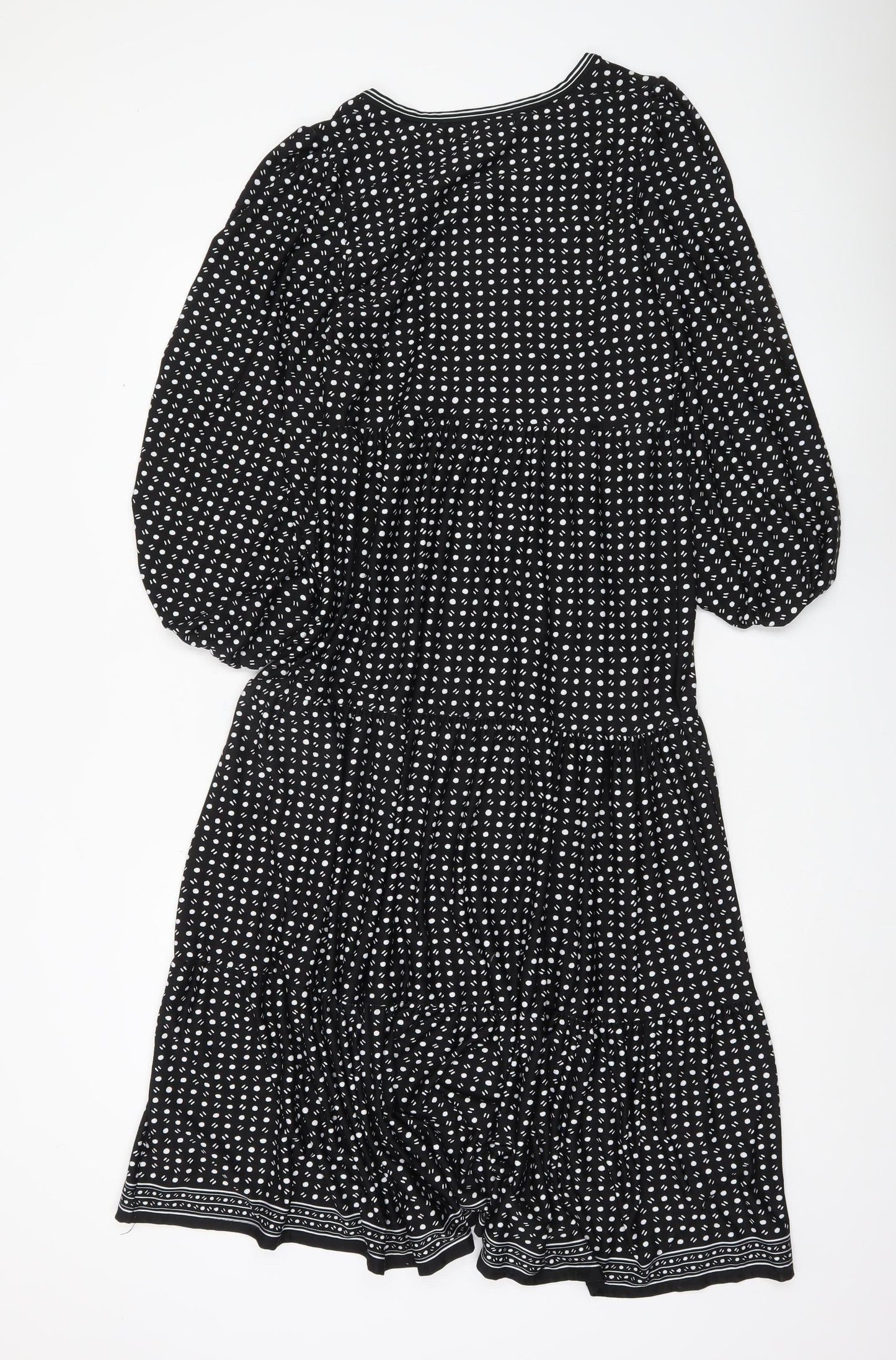 Max Studio Women Black Polka Dot Knee Length A-Line Dress S