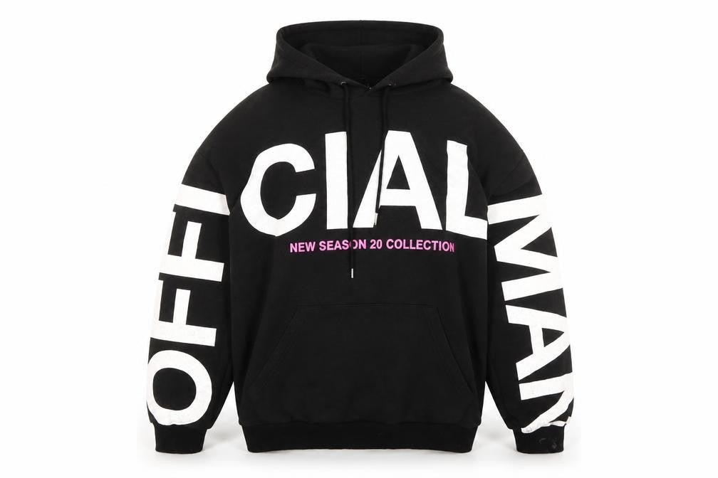 boohooMAN Men's Black Medium Pullover Hoodie Graphic Logo Fleece