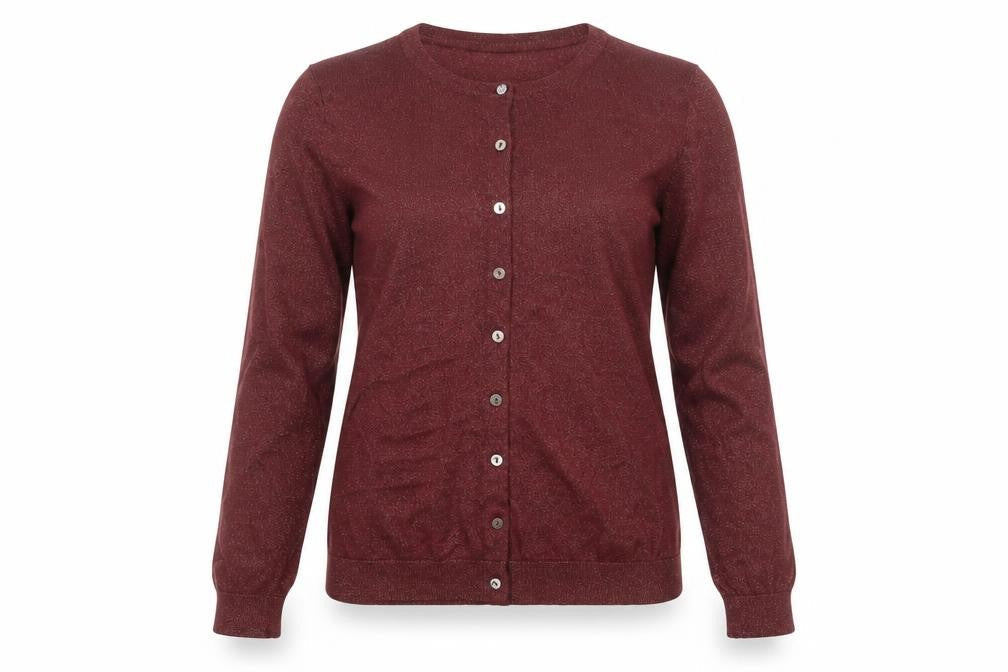Havren Womens Red Cardigan Size 14 Crew Neck Knit Long Sleeve