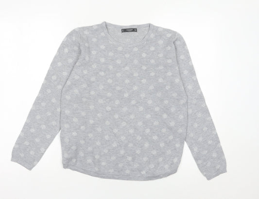 Mango Women’s Grey Polka Dot Crew Neck Jumper Size 12