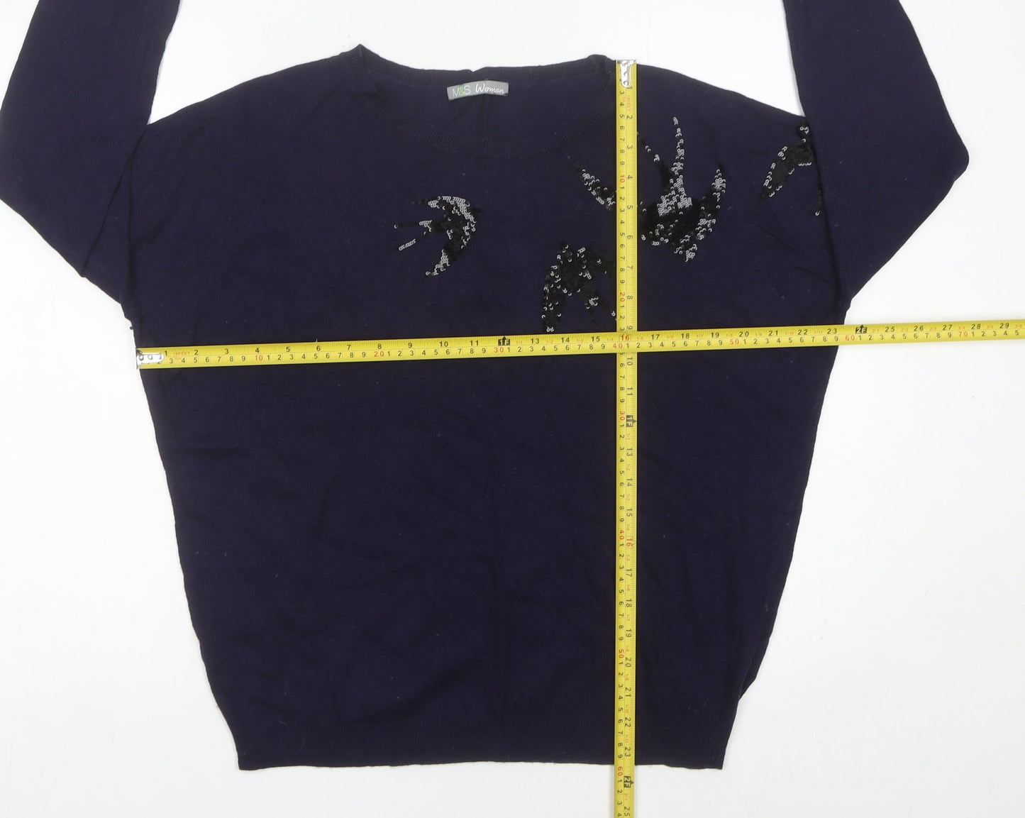 Marks and Spencer Women Purple Sequin Jumper UK 12 Long Sleeve