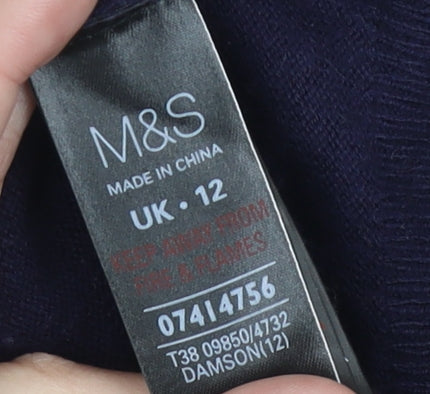 Marks and Spencer Women Purple Sequin Jumper UK 12 Long Sleeve
