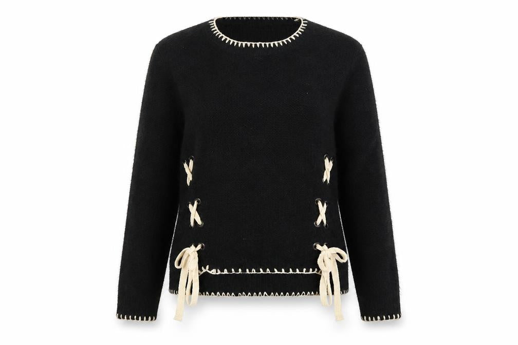 Cotton Club Womens Black Crew Neck Knit Pullover Jumper M