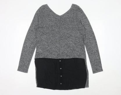 Next Women’s Grey V-Neck Long Sleeve Knit Jumper Size 10