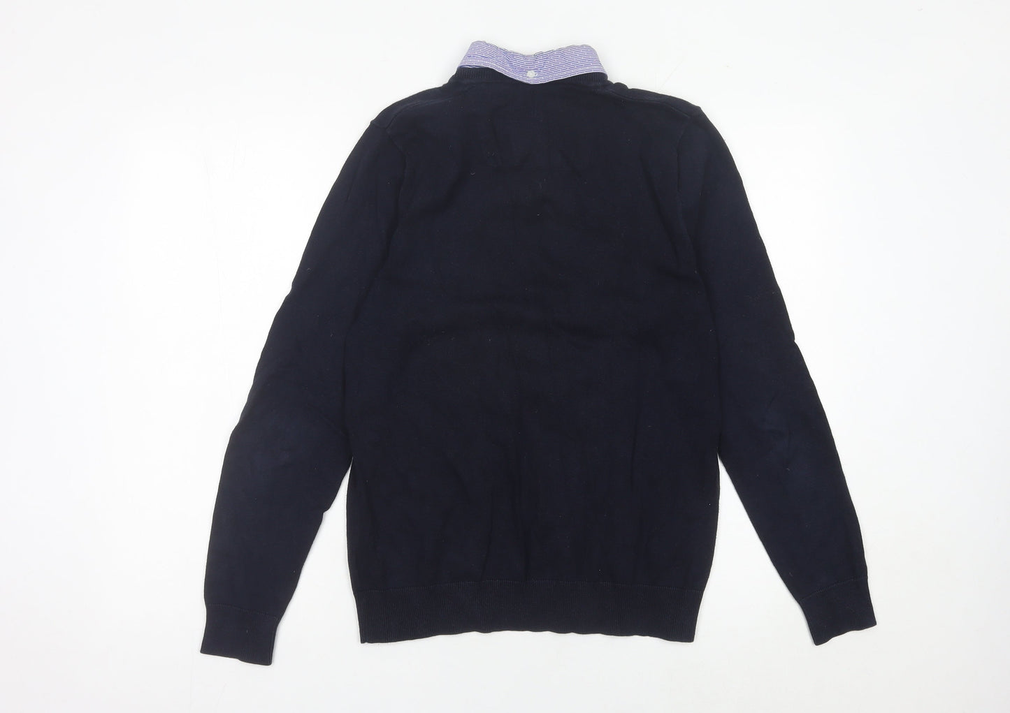 Next Men’s Blue Cotton Blend V-Neck Jumper Small
