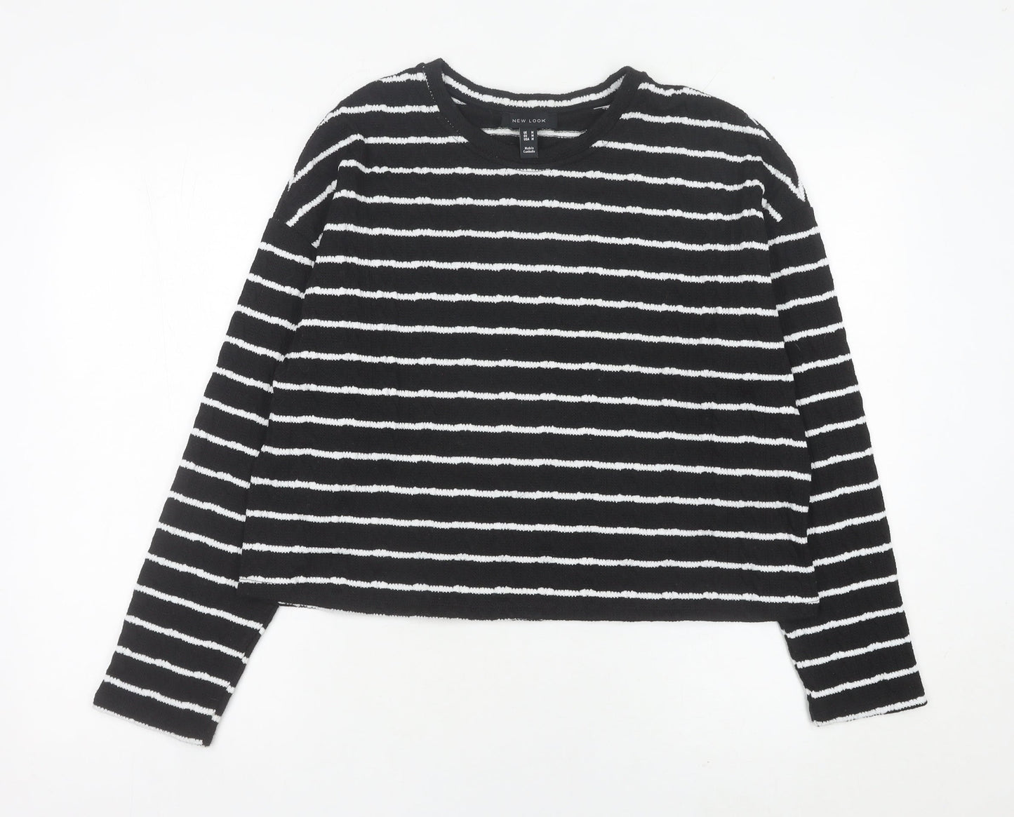 New Look Womens Black White Striped Knit Pullover Jumper M
