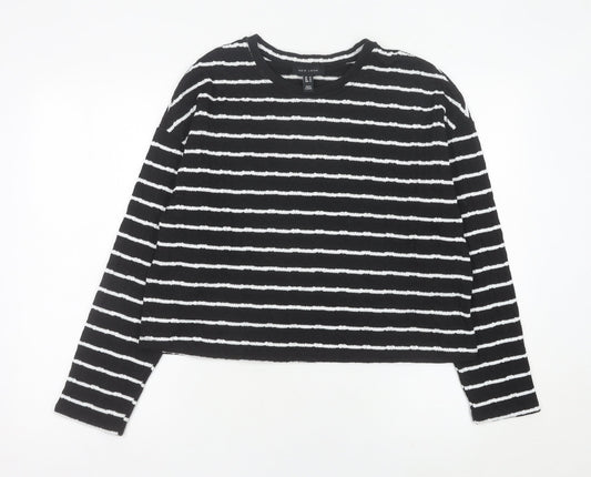 New Look Womens Black White Striped Knit Pullover Jumper M
