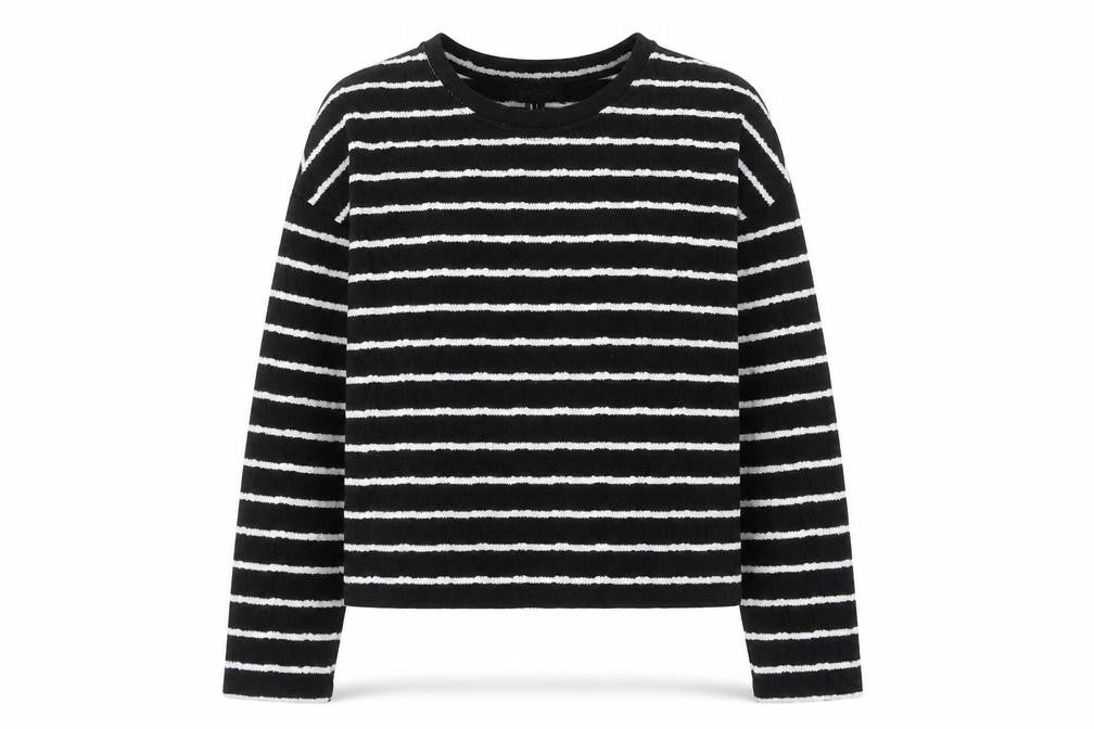 New Look Womens Black White Striped Knit Pullover Jumper M