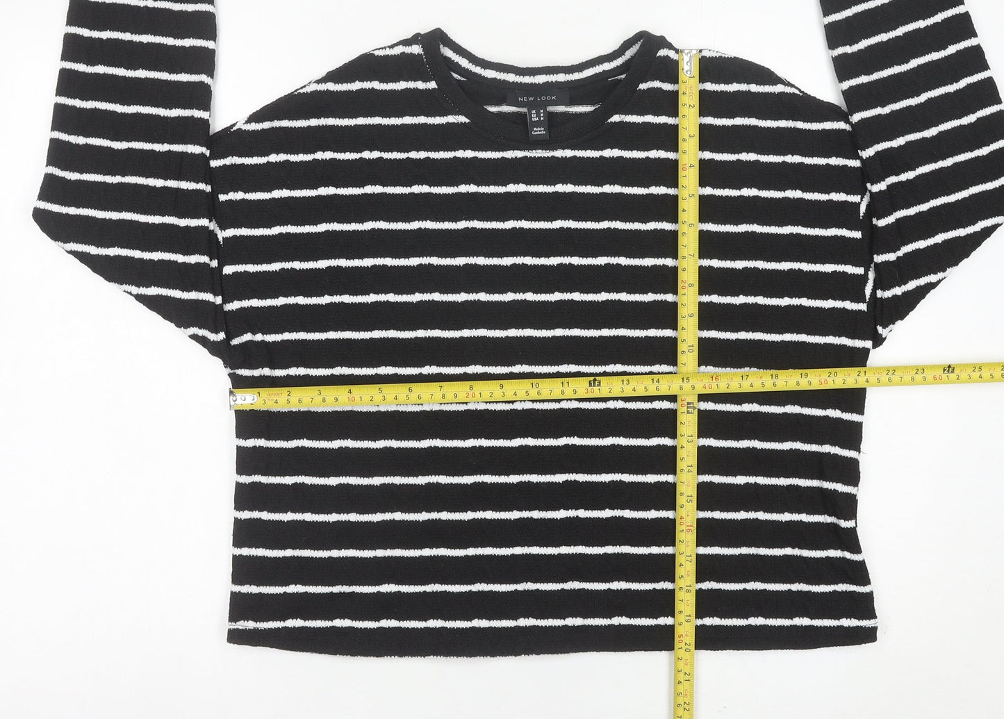 New Look Womens Black White Striped Knit Pullover Jumper M