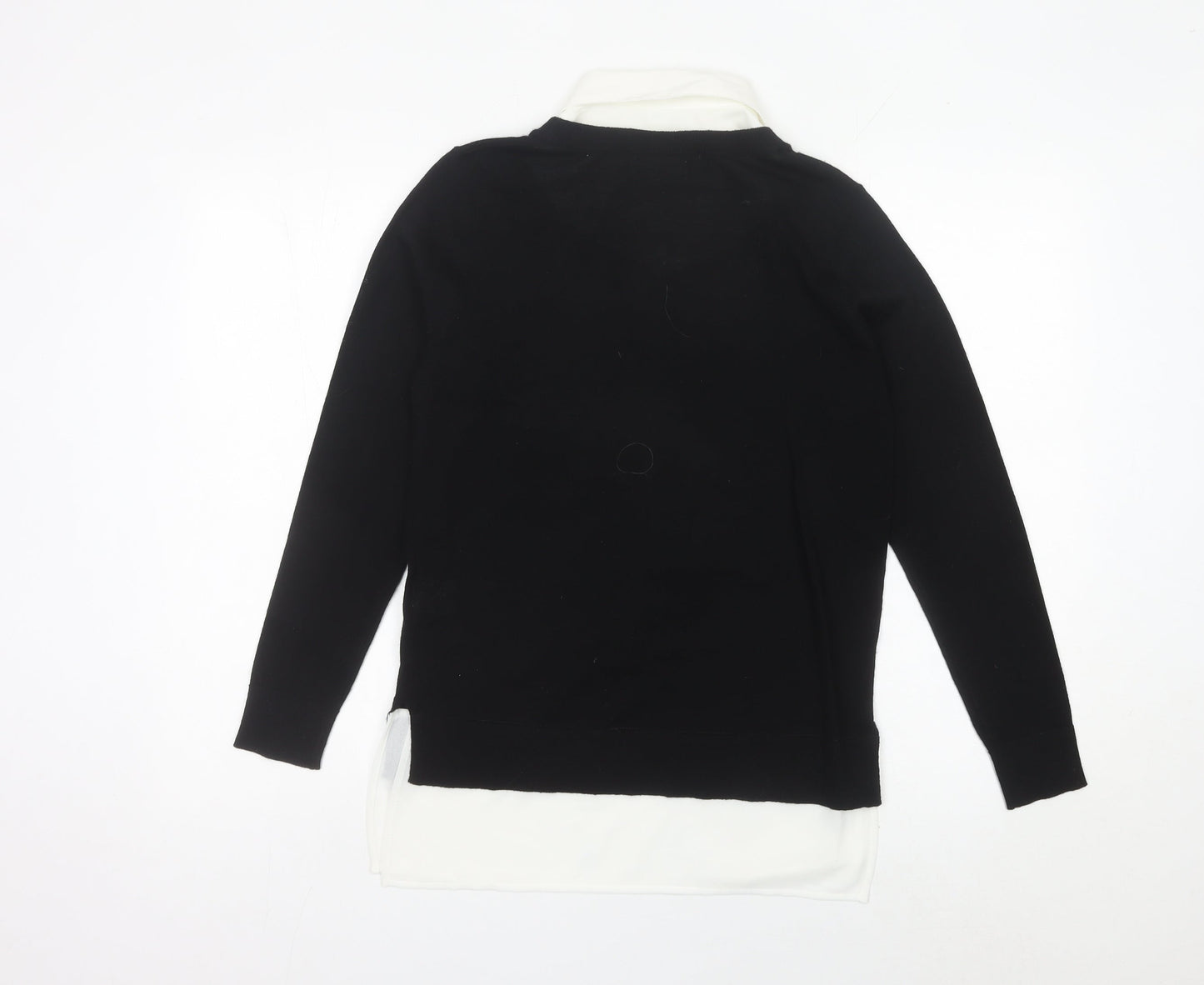 Linea Women’s Black Collared Pullover Jumper Small Merino Wool