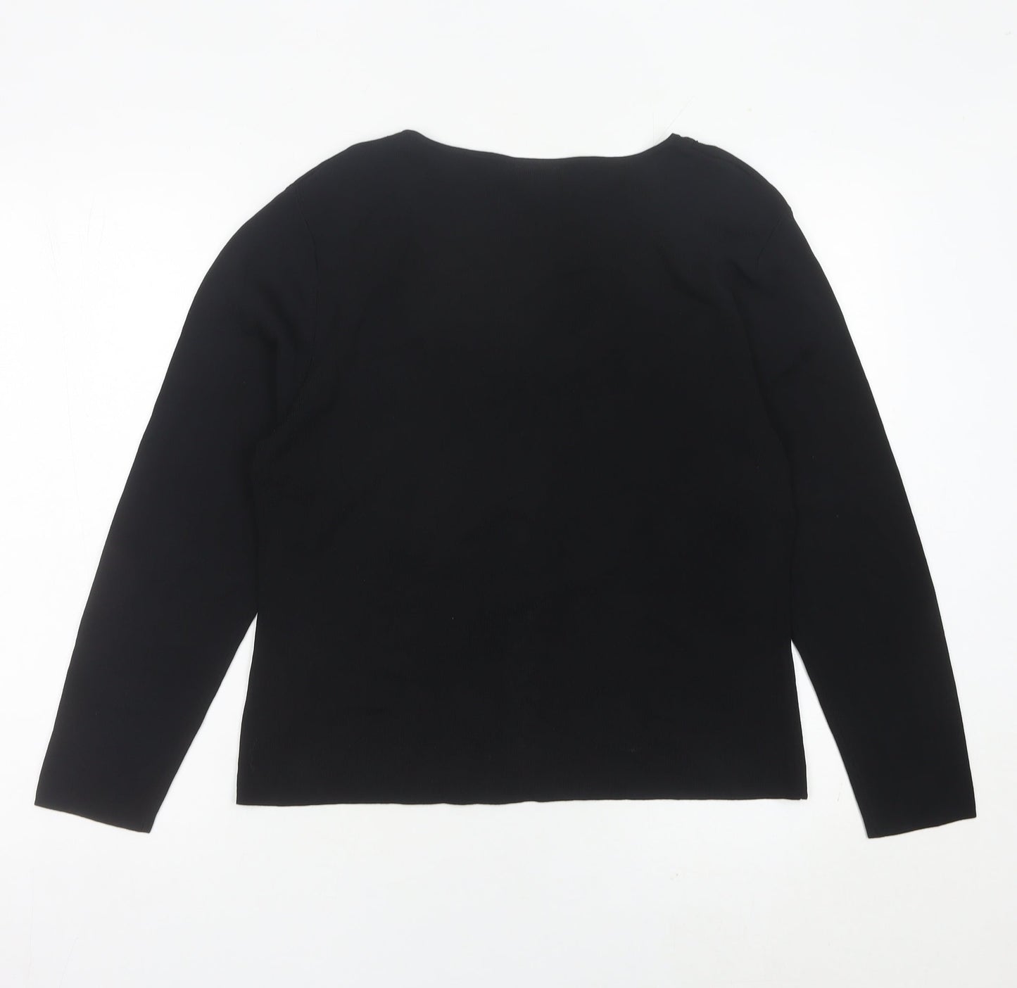 Roman Originals Women Black Medium Beaded V-Neck Pullover Jumper
