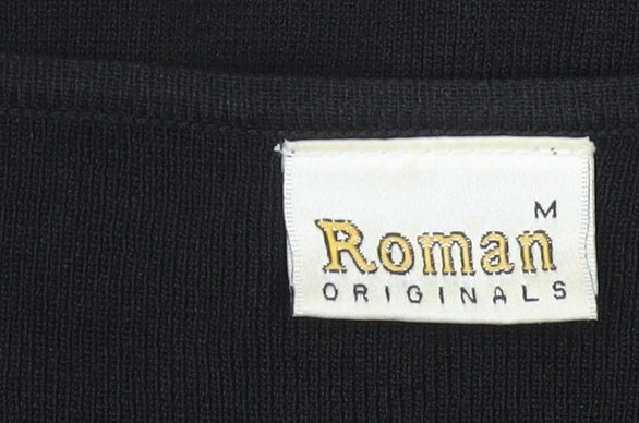 Roman Originals Women Black Medium Beaded V-Neck Pullover Jumper