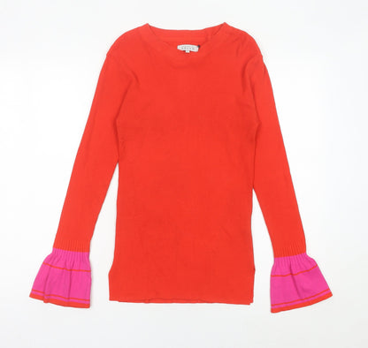 Debenhams Women Red Knit Pullover Jumper Size 12 Flared Sleeve