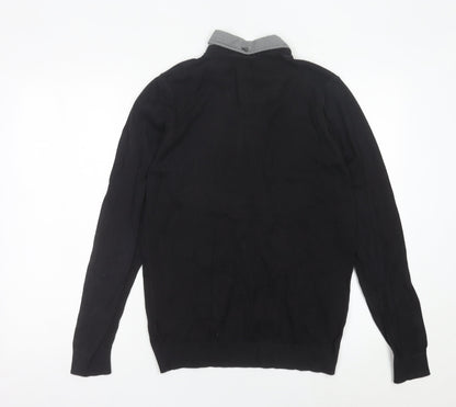 Next Men’s Black V-Neck Cotton Jumper Size S Regular Fit Workwear