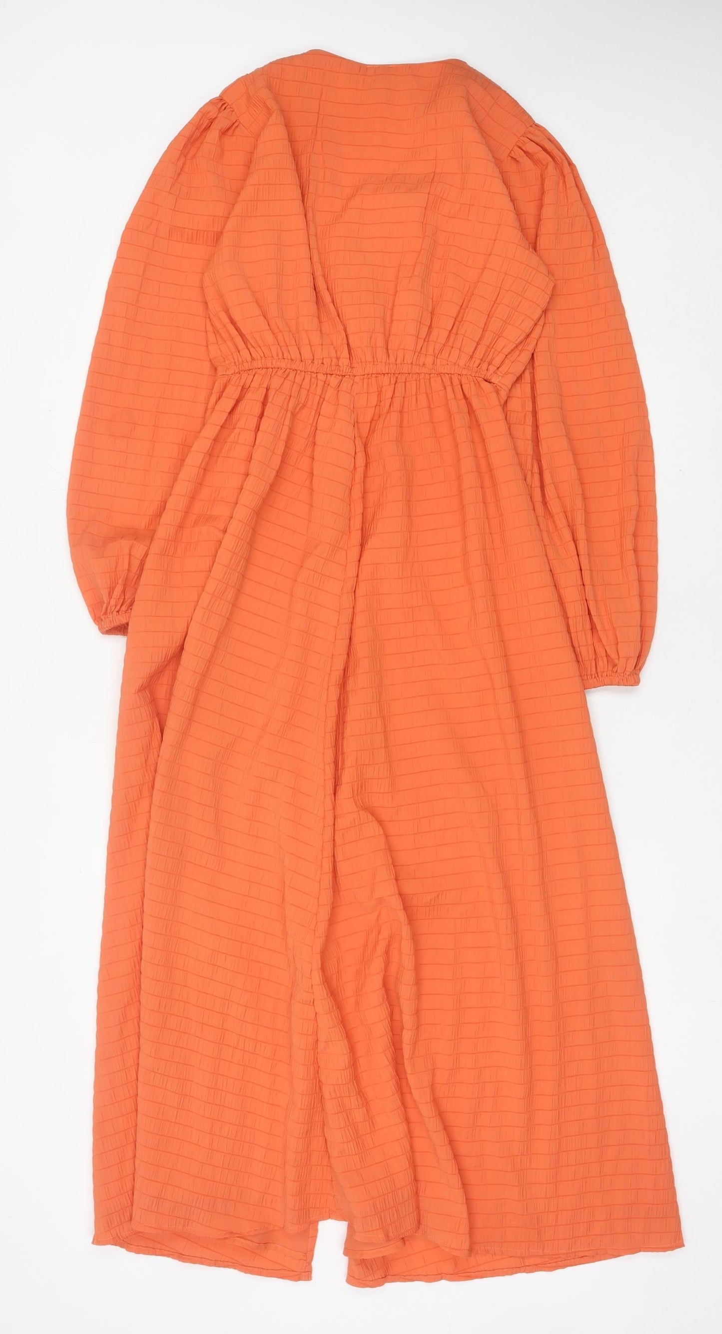 River Island Women’s Orange Midi Shirt Dress Size 6 Viscose