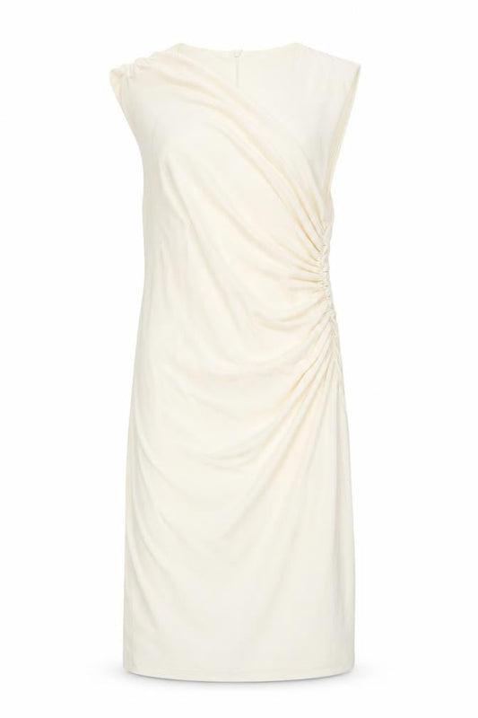 Zara Women Ivory Sheath Dress Size 12 Knee Length Ruched