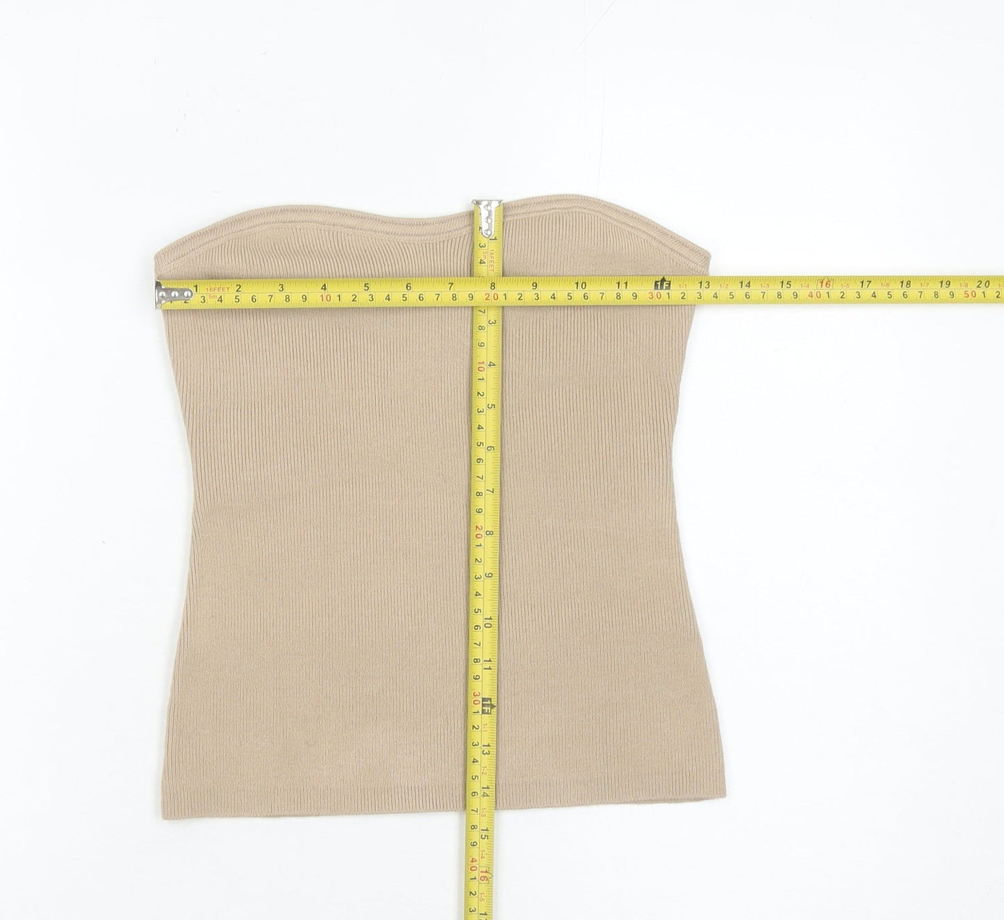 Next Women’s Beige Strapless Slim Fit Knit Tank Top S