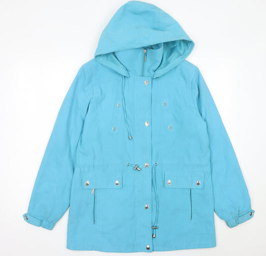 JBC Collection Womens Blue Size 12 Hooded Parka Jacket Casual