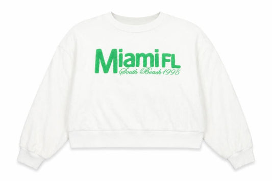 Zara Womens White Miami FL Sweatshirt Medium Cotton Blend