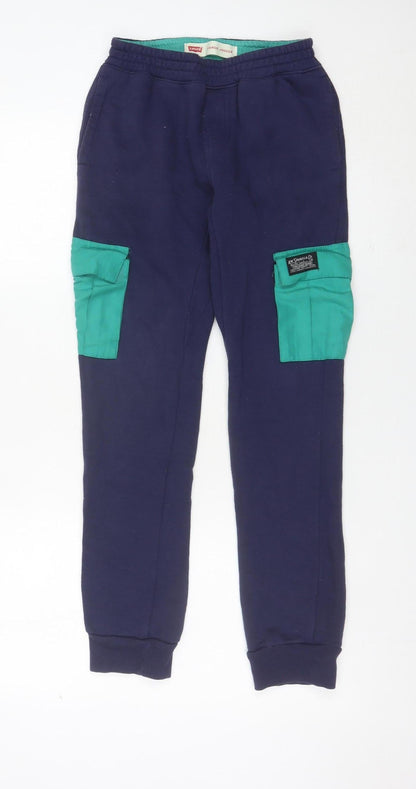 Preloved Levi's Boys Blue Green Cargo Jogger Trousers Size 12 Years Cotton Blend - Front