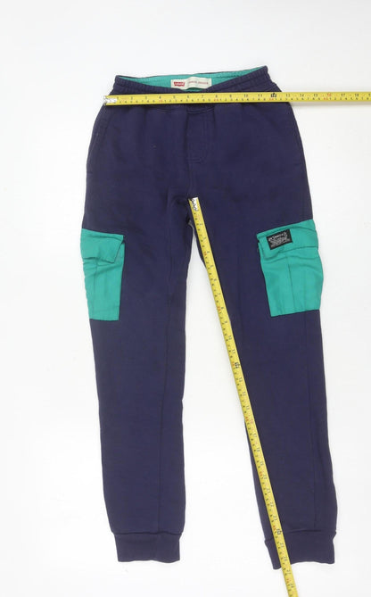 Preloved Levi's Boys Blue Green Cargo Jogger Trousers Size 12 Years Cotton Blend - Back