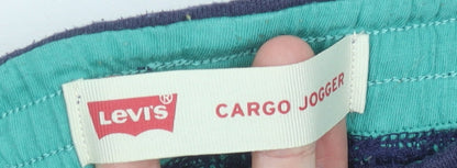 Preloved Levi's Boys Blue Green Cargo Jogger Trousers Size 12 Years Cotton Blend - Label