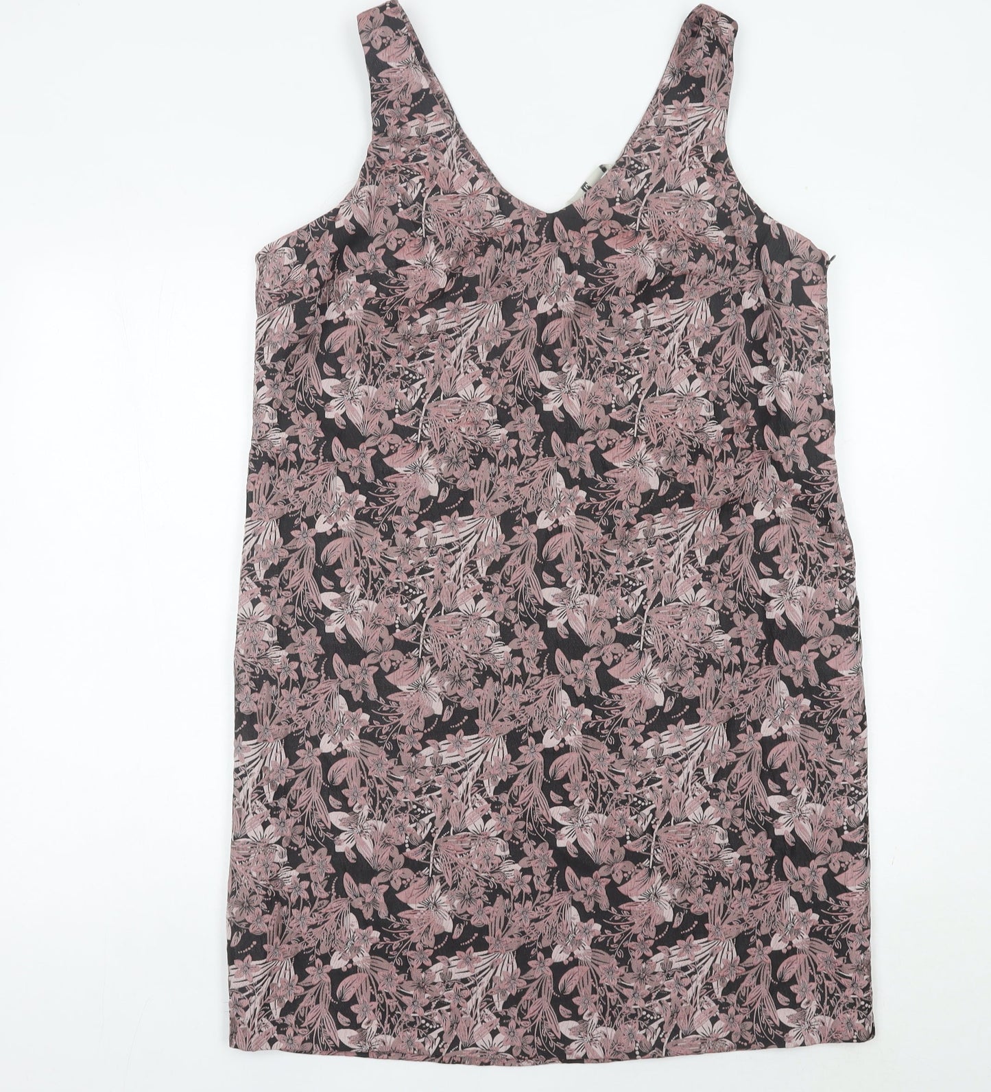 Tu Women’s Pink Floral Shift Dress Size 14 Sleeveless V-Neck