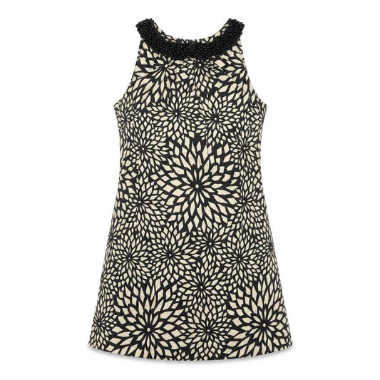 Principles Women’s Black Beige Floral Shift Dress Size 14 Beaded