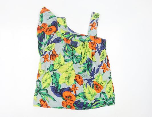 French Connection Women’s Multicoloured Floral One Shoulder Cotton Blouse Size 8