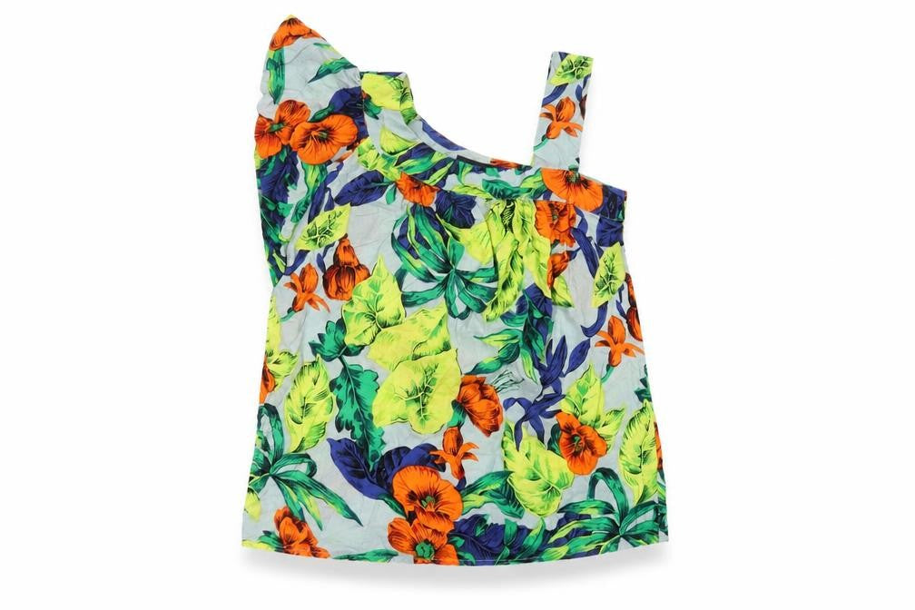 French Connection Women’s Multicoloured Floral One Shoulder Cotton Blouse Size 8
