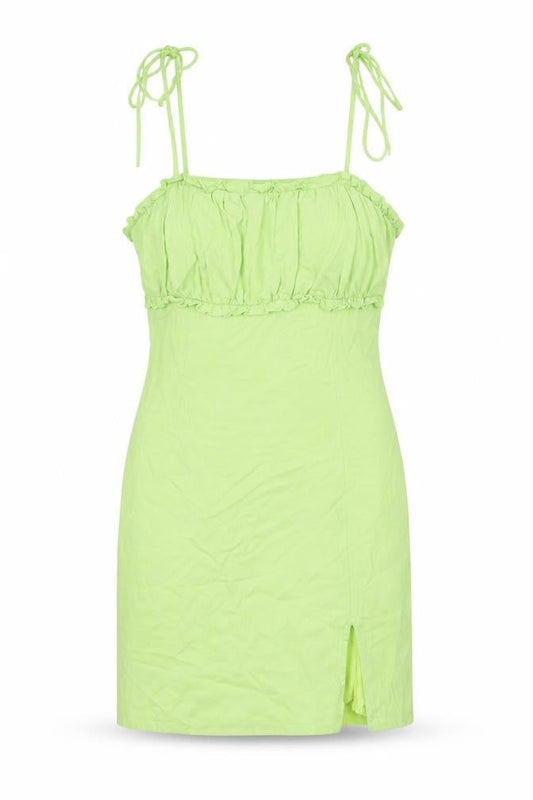 Blue Blush Women’s Green Bodycon Mini Dress Size S Sleeveless Ruffle Zip