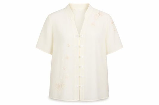 Marks and Spencer Women’s Ivory Embroidered Blouse Size 16 Short Sleeve