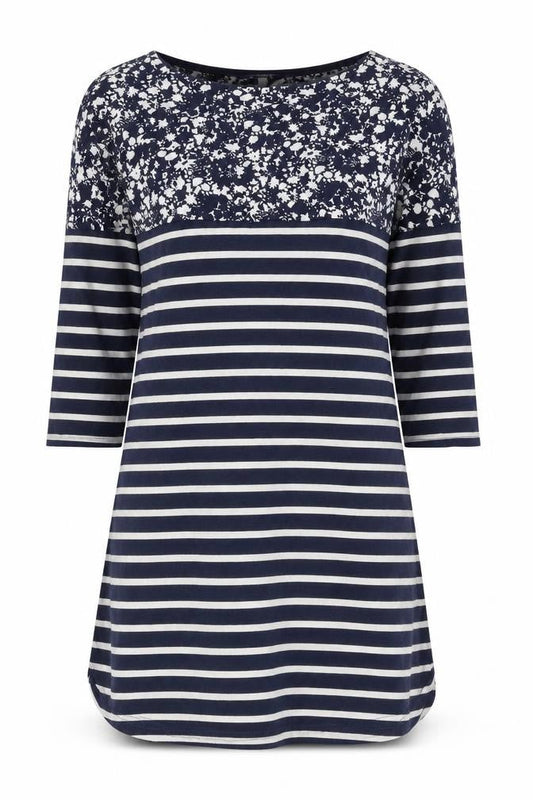Joules Women’s Blue Floral Stripe Shift Dress UK 6 Cotton Viscose