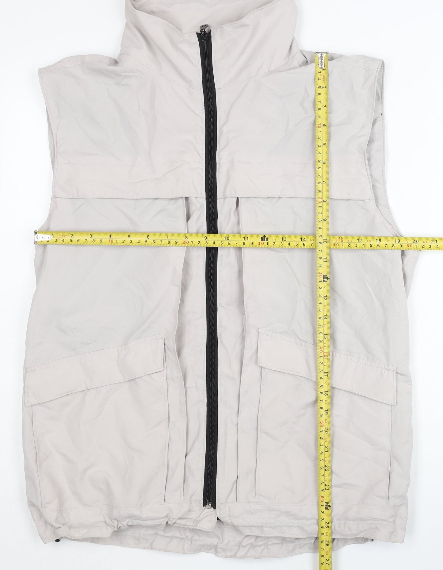 ES Sport Men's Beige Waistcoat Bodywarmer Gilet Size M Polyester Zip