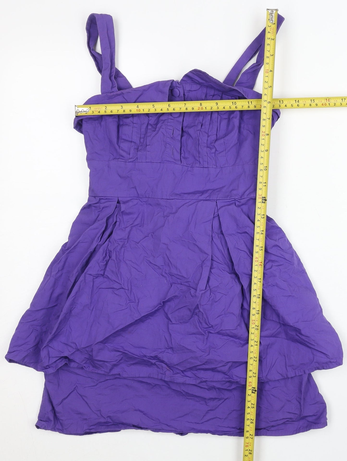 New Look Womens Purple Size 8 Fit & Flare Sleeveless Hi-Low Dress