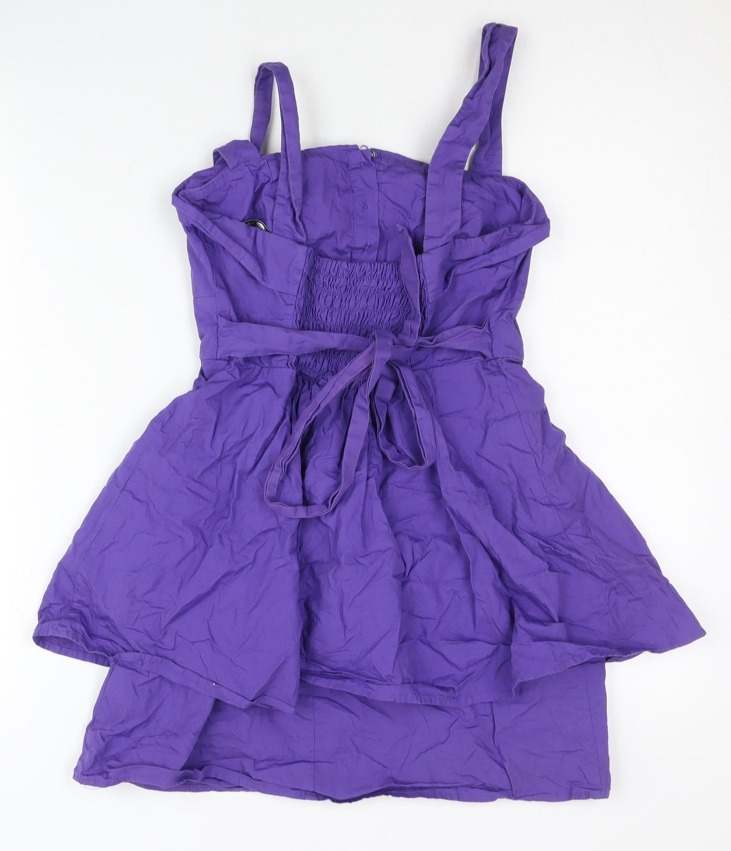 New Look Womens Purple Size 8 Fit & Flare Sleeveless Hi-Low Dress