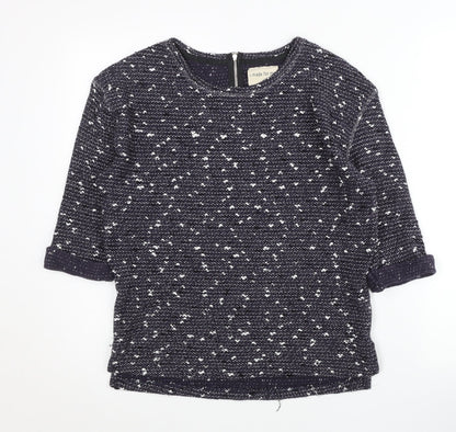 Next Womens Blue Jumper Size 10 Crew Neck 3/4 Sleeve Pullover