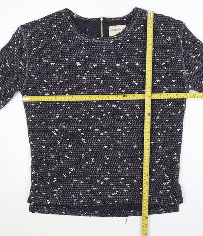 Next Womens Blue Jumper Size 10 Crew Neck 3/4 Sleeve Pullover